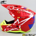 Casque cross Alpinestars S-M5 Action rouge et jaune fluo