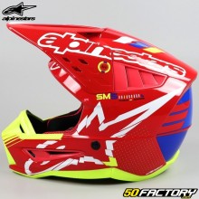 Casco cross Alpinestars S-M5 Action rosso e giallo neon