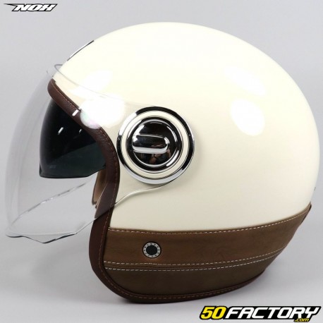 Capacete de jato Nox  Heritage creme e couro marrom