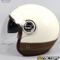 Casco jet Nox Heritage panna e pelle marrone