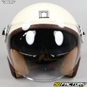 Casque jet Nox Heritage crème et cuir marron