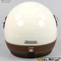 Casque jet Nox Heritage crème et cuir marron