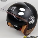 Casque jet Nox Heritage noir mat et cuir marron