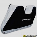 Motorcycle protective cover with black and gray top case
