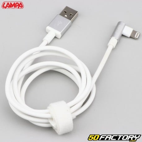 Angled USB/Lightning Apple 1 meter cable Lampa white