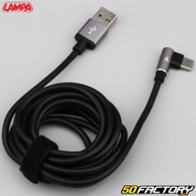 Câble coudé USB/Type-C 2 mètres Lampa noir