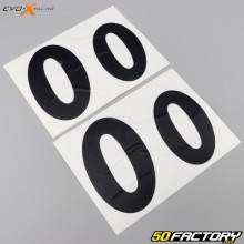 Stickers numéro 0 Evo-X Racing noirs brillant (jeu de 4)