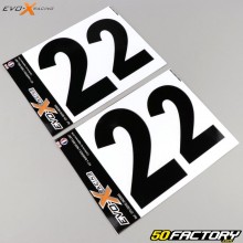 Stickers numéro 2 Evo-X Racing noirs brillant (jeu de 4)