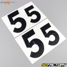 Número XNUMX Adesivos Evo-X Racing  pretos brilhantes (conjunto de XNUMX)