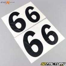 Stickers numéro 6 Evo-X Racing noirs brillant (jeu de 4)