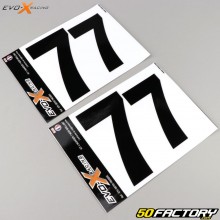 Stickers numéro 7 Evo-X Racing noirs brillant (jeu de 4)