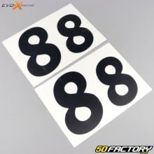 Número XNUMX Adesivos Evo-X Racing  pretos brilhantes (conjunto de XNUMX)