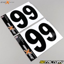 Stickers numéro 9 Evo-X Racing noirs brillant (jeu de 4)