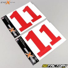 Numero 1 adesivi Evo-X Racing rossi lucidi (set di 4)