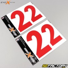 Numero 2 adesivi Evo-X Racing rossi lucidi (set di 4)