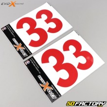 Numero 3 adesivi Evo-X Racing rossi lucidi (set di 4)