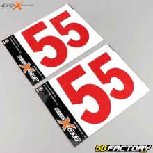 Numero 5 adesivi Evo-X Racing rossi lucidi (set di 4)