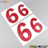 Número 6 Evo-X Pegatinas Racing rojos brillantes (juego de 4)