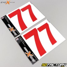 Numero 7 adesivi Evo-X Racing rossi lucidi (set di 4)