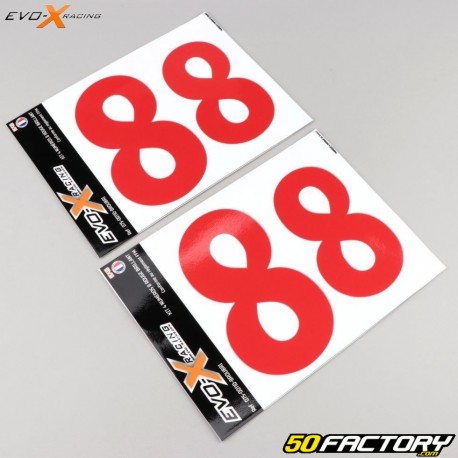 Numéros 8 Evo-X Racing rouges brillant (jeu de 4)