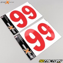 Numero 9 adesivi Evo-X Racing rossi lucidi (set di 4)