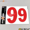 Números 9 Evo-X Racing rojos brillantes (juego de 4)