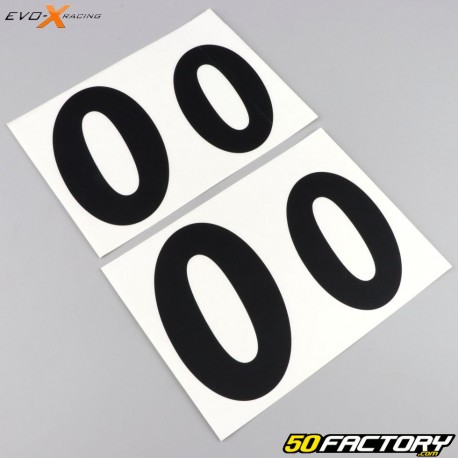 Numero 0 adesivi Evo-X Racing neri opachi (set di 4)