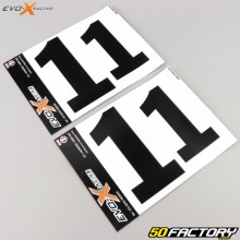 Stickers numéro 1 Evo-X Racing noirs mat (jeu de 4)