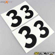 Números 3 Evo-X Racing negros mate (juego de 4)