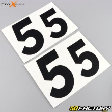 Stickers numéro 5 Evo-X Racing noirs mat (jeu de 4)