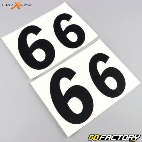 Zahlen 6 Evo-X Racing mattes Schwarz (4er-Set)