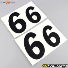 Número 6 Evo-X Pegatinas Racing negros mate (juego de 4)