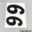 Números 6 Evo-X Racing negros mate (juego de 4)