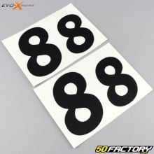 Numero 8 adesivi Evo-X Racing neri opachi (set di 4)