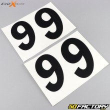 Nummer 9 Evo-X-Aufkleber Racing mattes Schwarz (4er-Set)