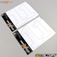 Numero 1 adesivi Evo-X Racing bianchi brillanti (set di 4)