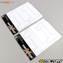 Número XNUMX Adesivos Evo-X Racing  brancos brilhantes (conjunto de XNUMX)