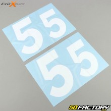 Numero 5 adesivi Evo-X Racing bianchi brillanti (set di 4)