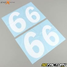 Numero 6 adesivi Evo-X Racing bianchi brillanti (set di 4)
