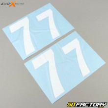 Numero 7 adesivi Evo-X Racing bianchi brillanti (set di 4)