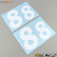 Numero 8 adesivi Evo-X Racing bianchi brillanti (set di 4)