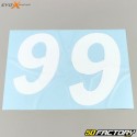 Números XNUMX Evo-X Racing  brancos brilhantes (conjunto de XNUMX)