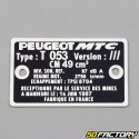 placa del fabricante Peugeot 103 053 versión /// (16 junio 1987) (mismo origen)