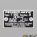 placa do fabricante Peugeot 103 052 versão B (20 fevereiro 1988) (mesma origem)