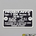 Manufacturer&#39;s plate Peugeot 103 054 version B (20 May 1988) (same origin)