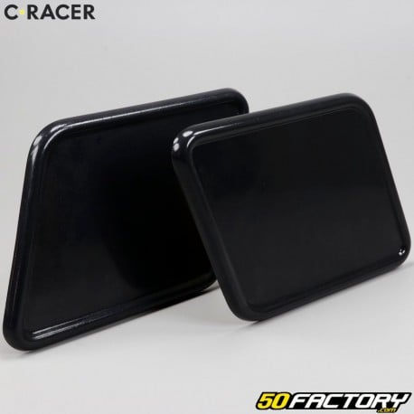 Plaques numéros quadrilatères café racer, flat-track C-Racer noires (lot de 2)