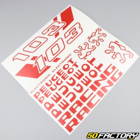 Kit grafiche adesivi Peugeot 103 RCX Racing rosso medio