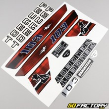 Kit grafiche adesivi di tipo Peugeot 103 MVL rosso