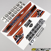 Kit grafiche adesivi di tipo Peugeot 103 MVL arancione scuro