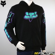 Camisola/ sweatshirt zipmoletom com capuz Fox Racing Vizen preto e turquesa